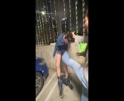 Public LA Garage BallBusting Kicking after Busy Hockey Game from hockey boobs