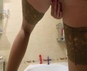 Juicy MILF in red lingerie and stockings masturbates in the bathroom from xxx anasuya bra v 83net jp nudist 0
