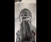 OMG i can't believe this video Pencil drawing of a sitting girl from lapis