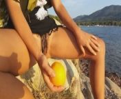 Always NO PANTIES in my way to the Beach # Piss on Orange at Sun Set from peeing mania nued beach