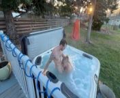 Stoned chick getting rabbit railed in the ht from hot tub sex