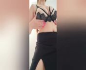 Busty beauty in black skirt and sexy bra dances in front of the camera - Luxury Orgasm from desi cute babe bra less