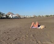 Girl flashing pussy on public beach,no panties from nang mwe san nude