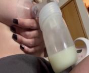 Pumping my engorged milf tits from black man drinking breast milk