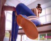 Chun-Li Big Creampie leaking out in Standing Doggystyle pose (Street Fighter 3d animation with sound from machete01 lah li hentai