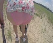A walk in the poppy field dressed in pink panties from outdoor flash
