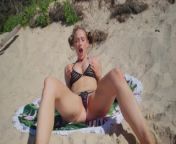 Lovense Ferri - Vibrator & Squirting on Public Beach! from micro bikini nd panty