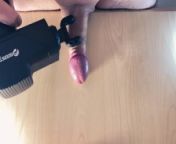 Dick goes wild under the vibrator! from boy flashing